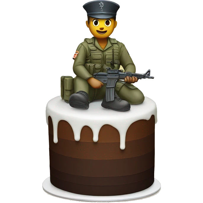 A cake with a soldier on top emoji