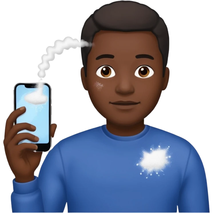 black man holding a phone with three lines of coke on it horizontally  emoji