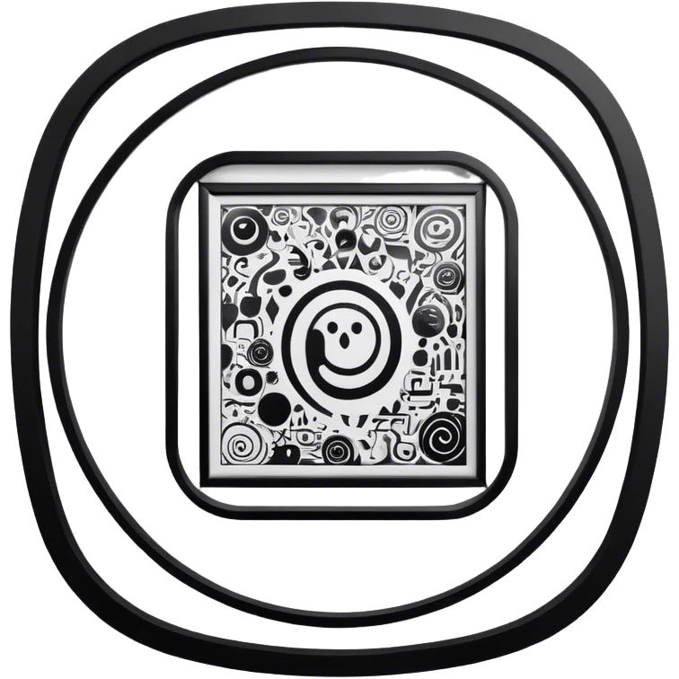 Modern art black and white wall art  emoji
