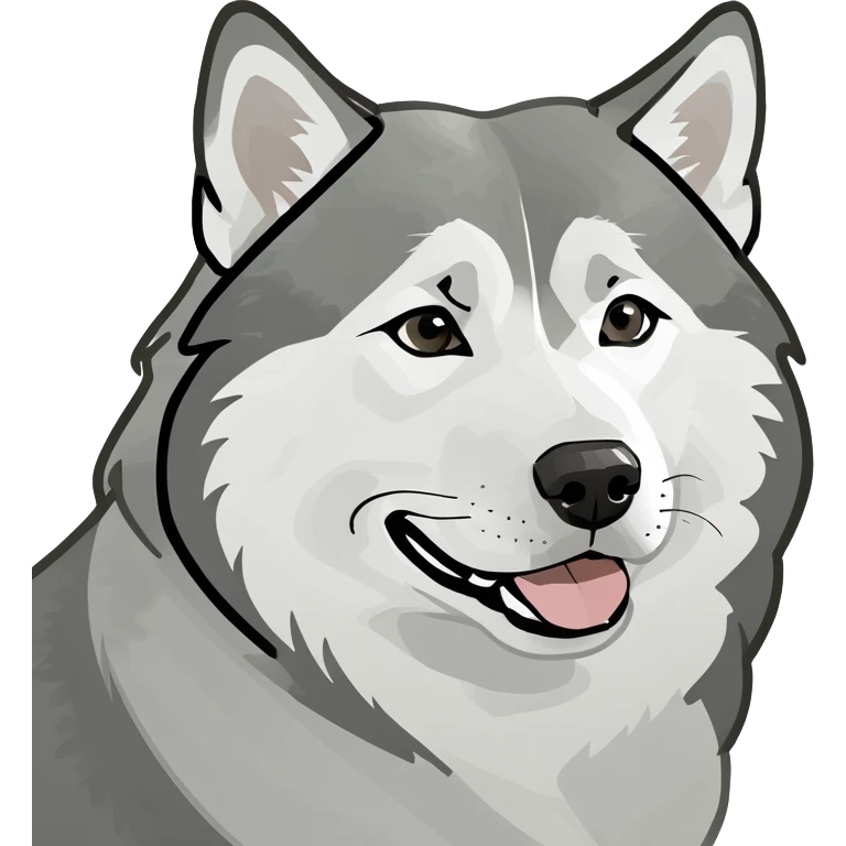 Alaskan malamute, grey and white emoji