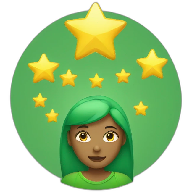 Green women holding three gold stars above head emoji