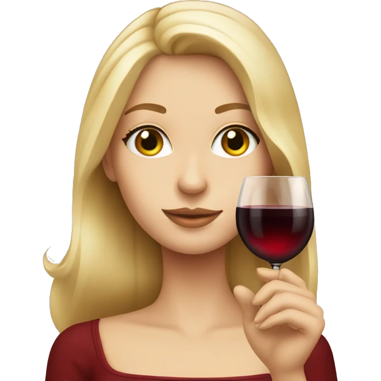 Pretty blonde, white girl holding a glass of red wine emoji
