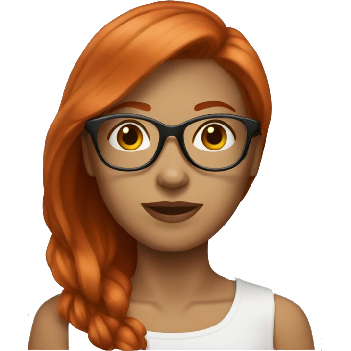 female redhead medium cut glasses emoji