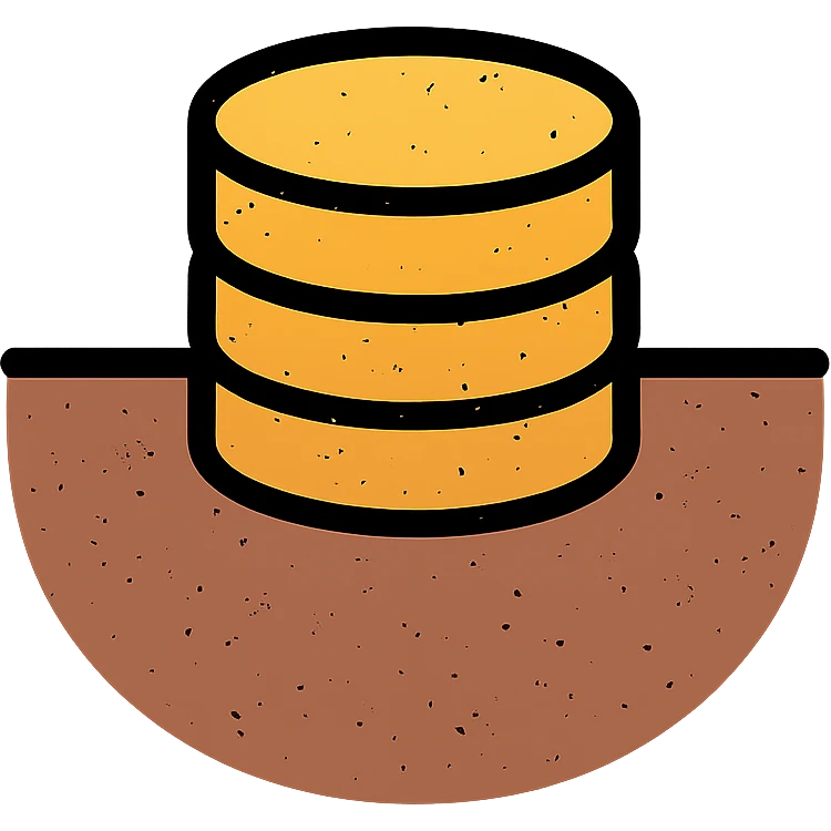 stacked disks partially submerged below a horizontal line suggesting underground with worn distressed effect emoji
