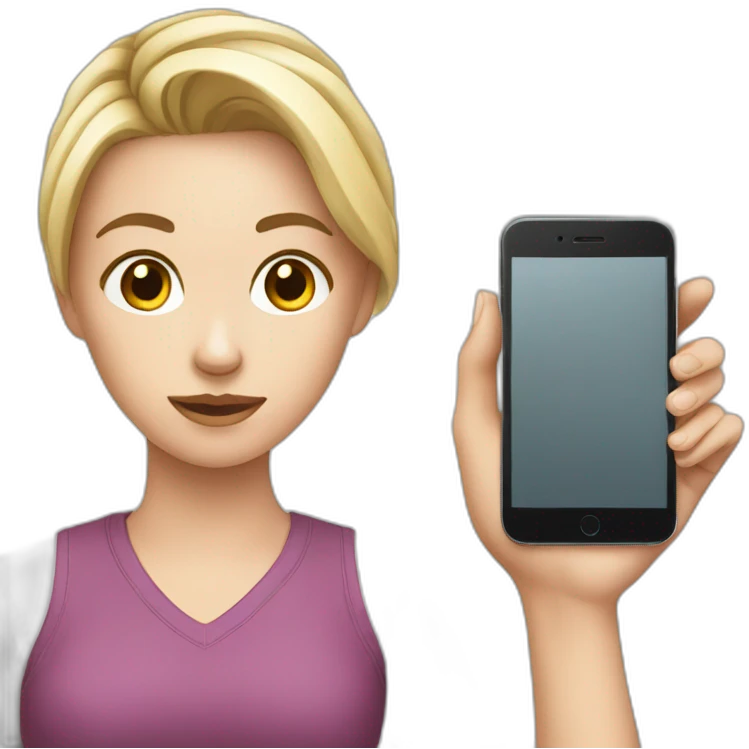 white girl with phone emoji