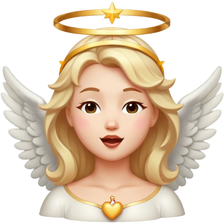 face with a wink with a kissing face with an angel halo on top  emoji
