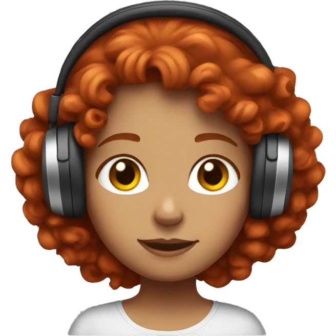 Curly red hair girl with headphone emoji