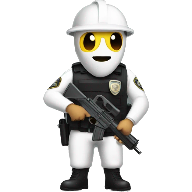 Garlic with a swat cop helmet holding a gun emoji