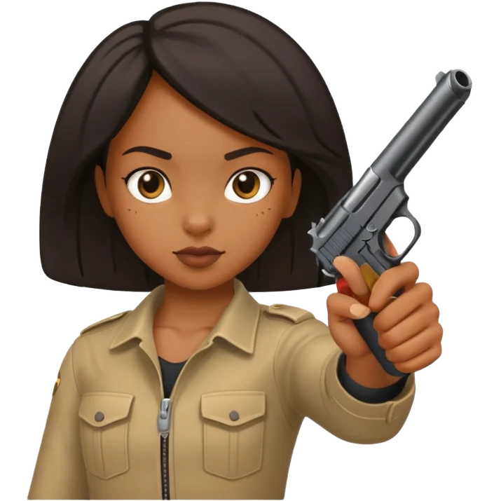 black girl pointing a gun emoji