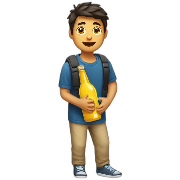 Joven con botella en mano  emoji