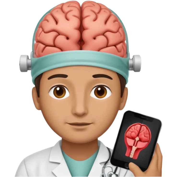 neurosurgeon showing a brain scan to patient, apple emoji style emoji