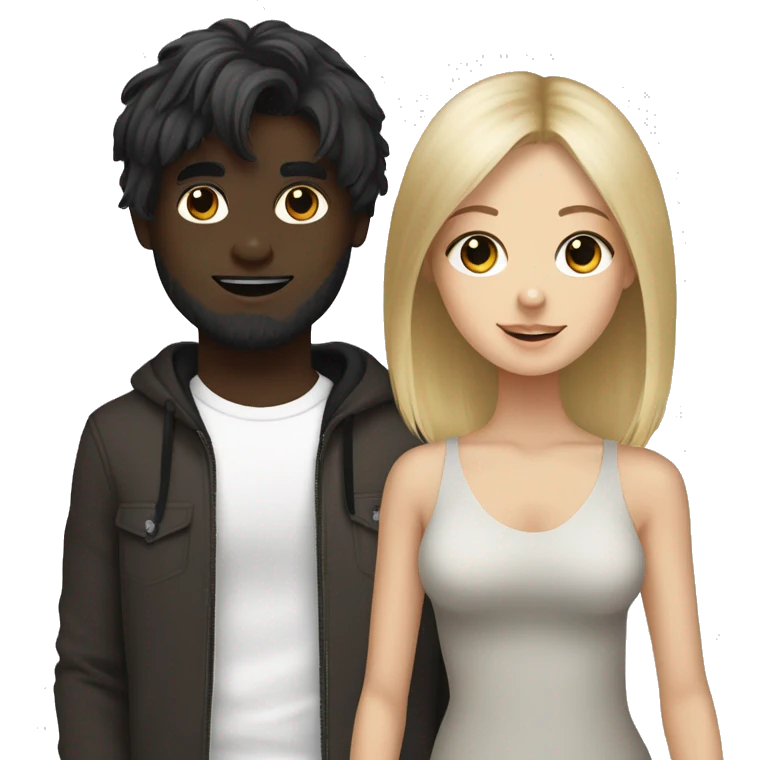 Blonde girl and brunette boy carrying black Shih Tzu emoji