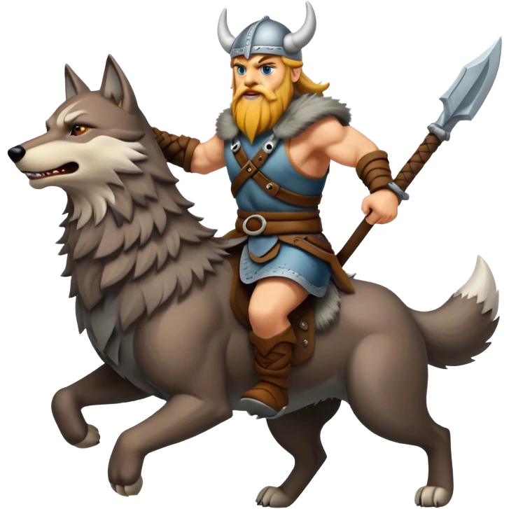 Viking Warrior Riding A Wolf  emoji