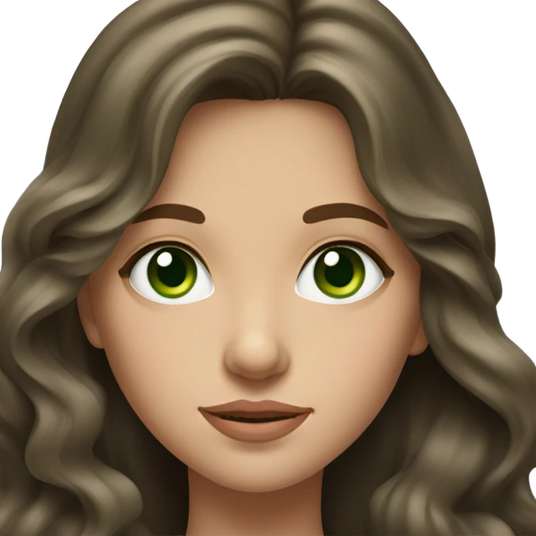 Russian brunette long wavy hair girl green eyes emoji