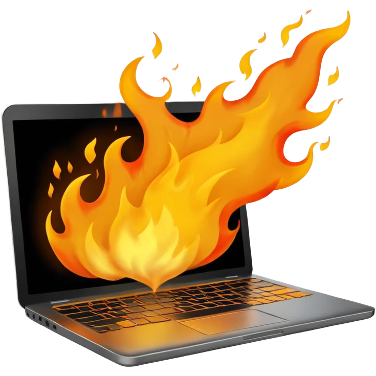 laptop computer on fire emoji