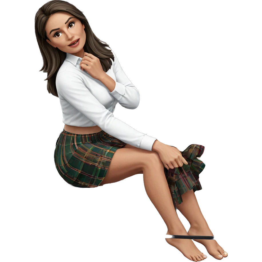 girl sitting barefoot in skirt emoji