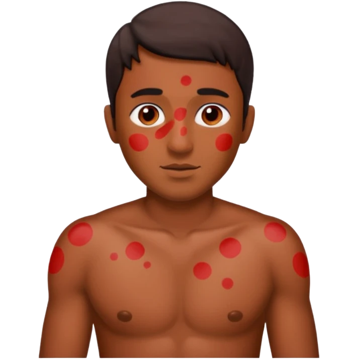 A boy named Sameer, itching and have red spots all over the body emoji