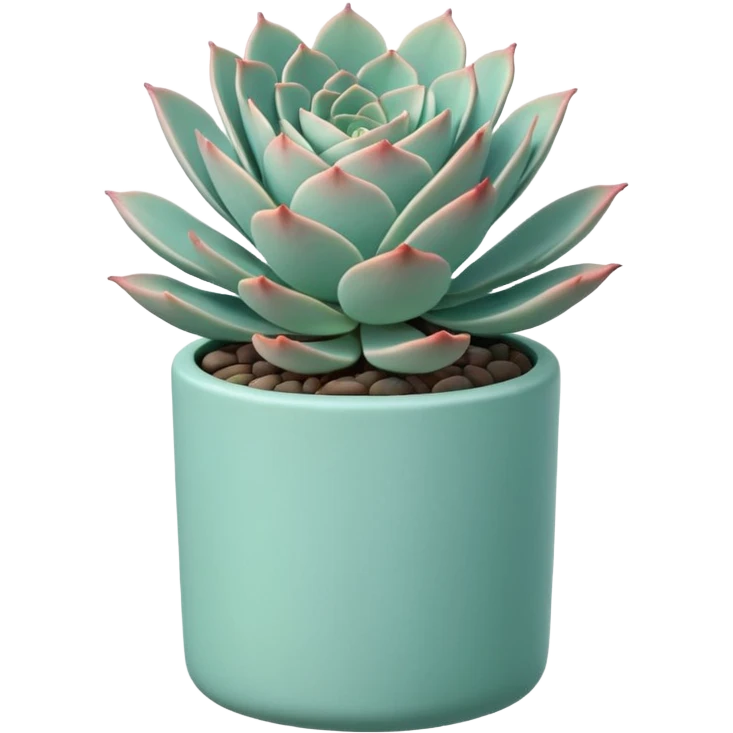A ceramic pot in a pastel turquoise color, shaped like a cylinder, the pot is tall and contains an Echeveria 'Painted Nodulosa' plant. emoji