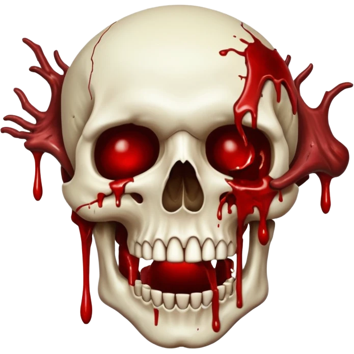 3D rotting corpse jumping in the air. In the style of your bloody skull art. More blood emoji