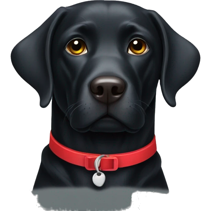 Black Labrador dog wearing red collar emoji