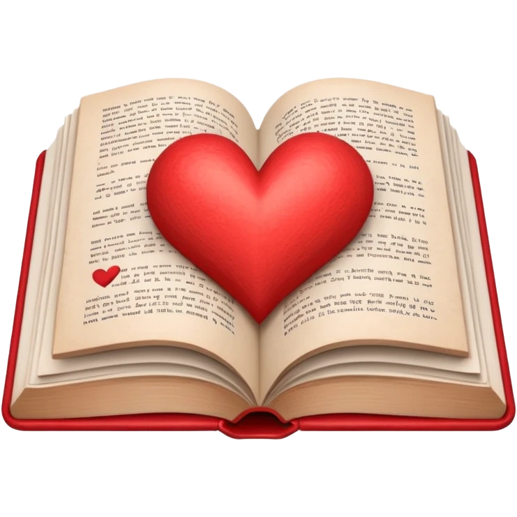 un libro abierto y que en sus paginas haya un corazon hecho con las manos emoji