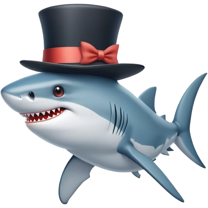 Shark with a top hat emoji
