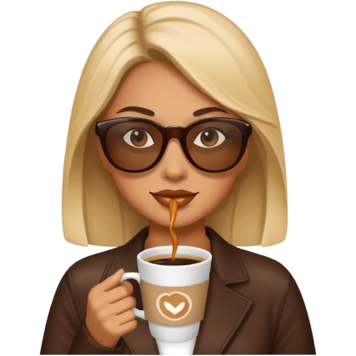 sunglasses woman drink coffee emoji
