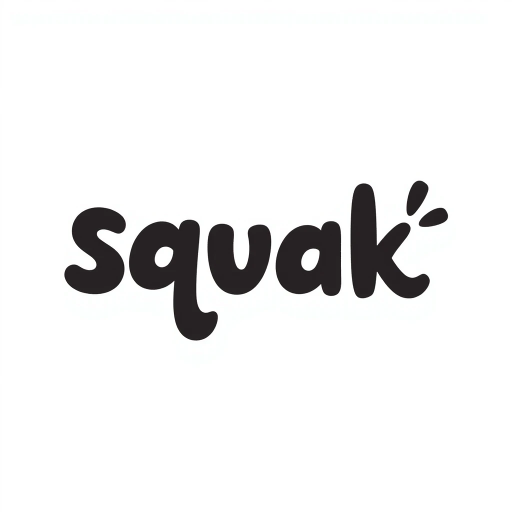 'squak' word in playful hand-drawn doodle style emoji
