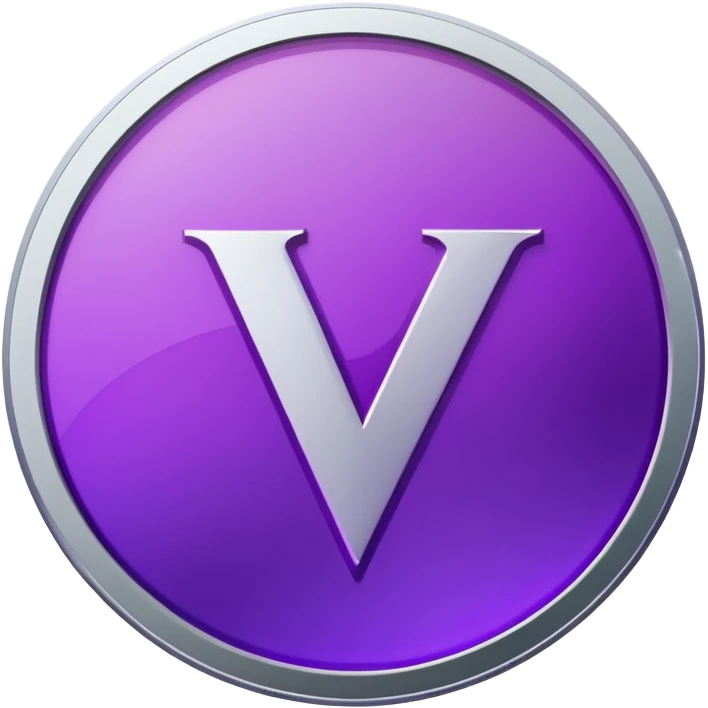 Purple modern Gradient coin with letter V emoji