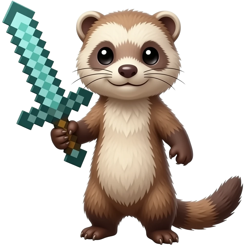 Ferret holding Minecraft sword emoji