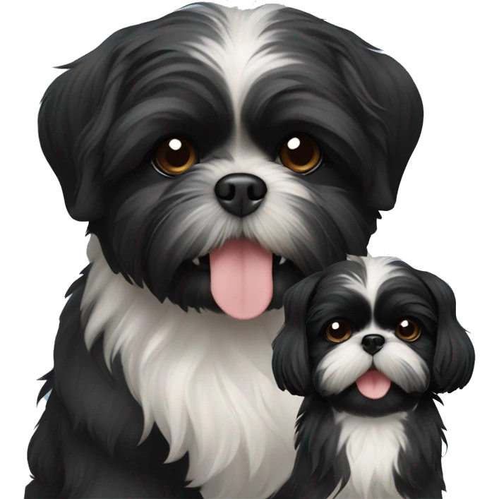 happy black shih tzu puppy and black shih tzu dog emoji