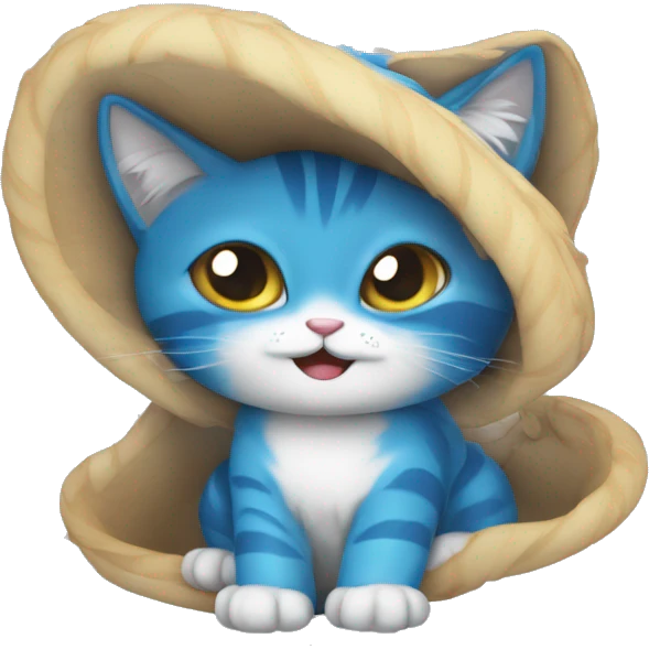 Gato azul riendose y diciendo ok emoji