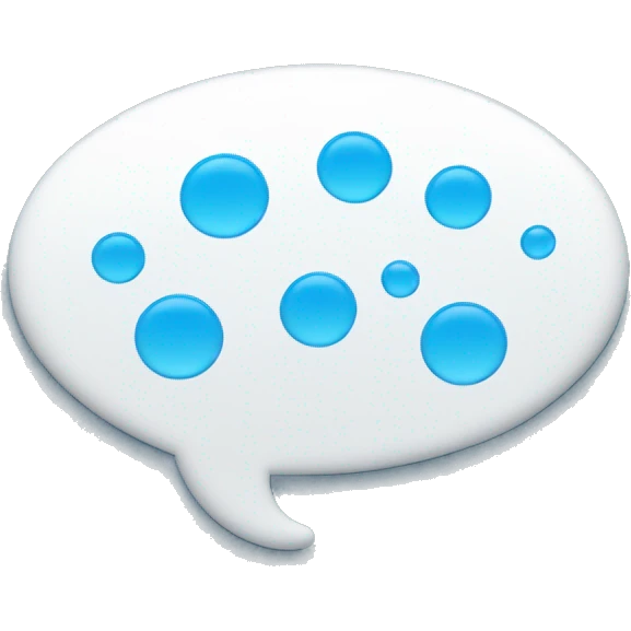 A white speech bubble icon with three small blue dots aligned horizontally in the center, representing a messaging or chat symbol emoji