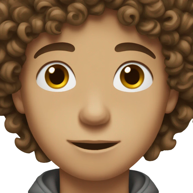 teenage boy curly brown hair and brown eyes emoji