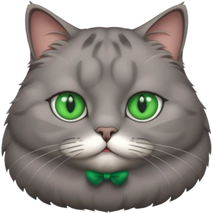 gray fat cat with green eyes emoji