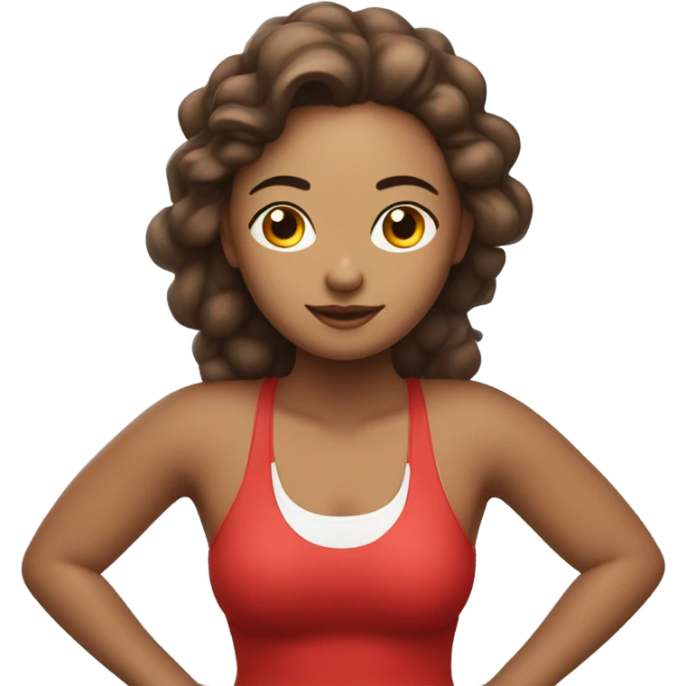 Mujer haciendo yoga con cabello color rojo y piel blanca con brillos alrededor  emoji
