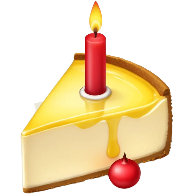 triangle lemon cheesecake on plate and red birthday candle emoji