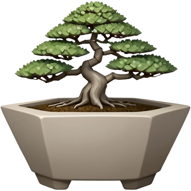 Empty(freshly made, no tree in it) bonsai pot with triangular angular faceted asymmetrical original shaped body  emoji