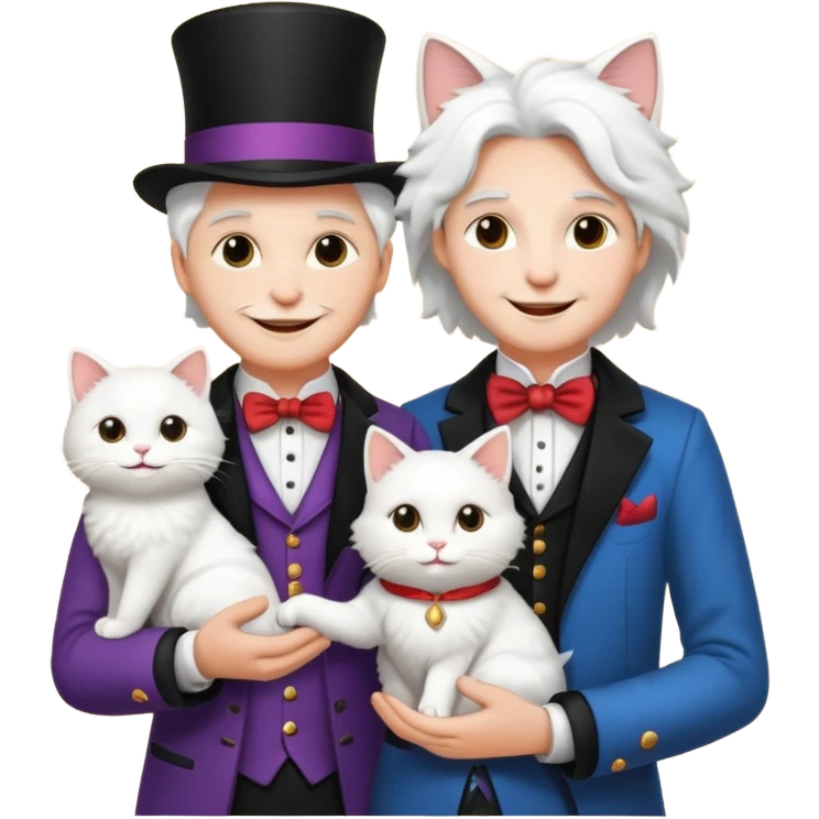 magician couple and their pet cat emoji