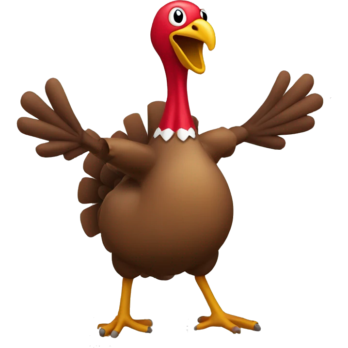 Cartoon Turkey dancing with football emoji