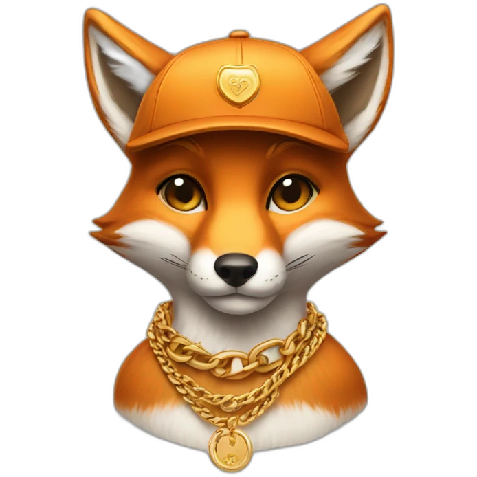 fox wearing a cap and a gold chain emoji