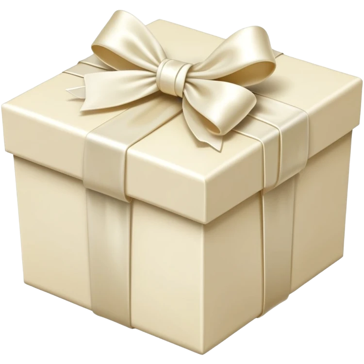 Realistic ivory gift box with ivory bow emoji