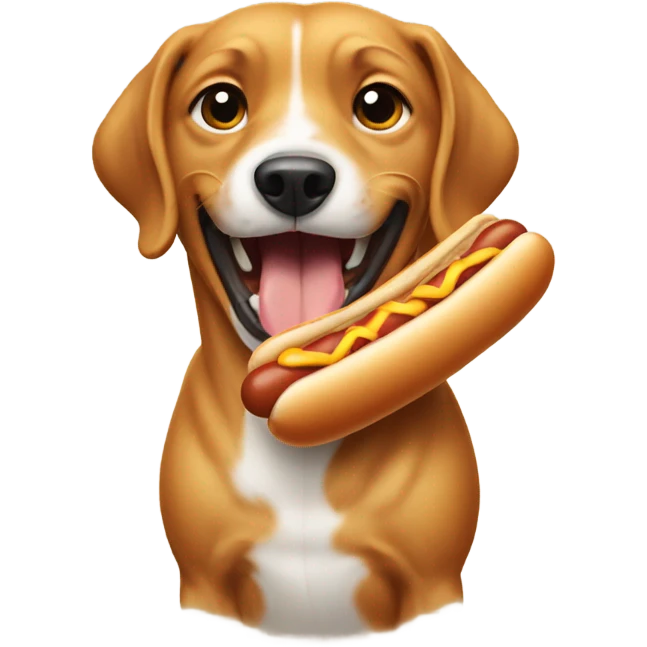 Dog eat hot dog emoji
