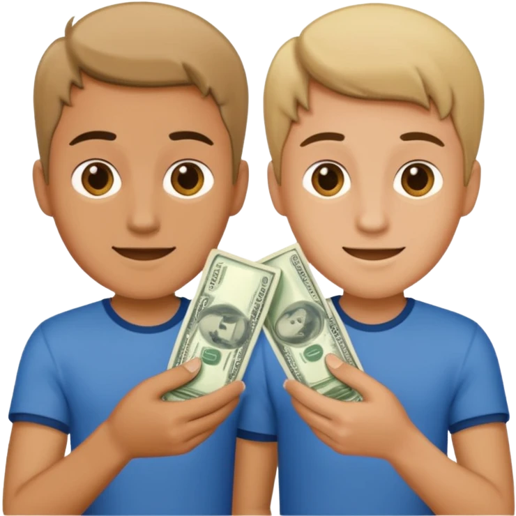 Two young guys holding money in their hands emoji