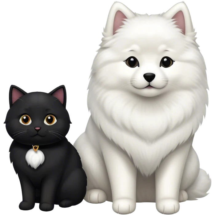 
Samoyed and black British cat emoji