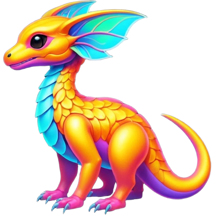 Exotic futuristic lush warm-colored neon Fakémon-Fionbri-creature emoji