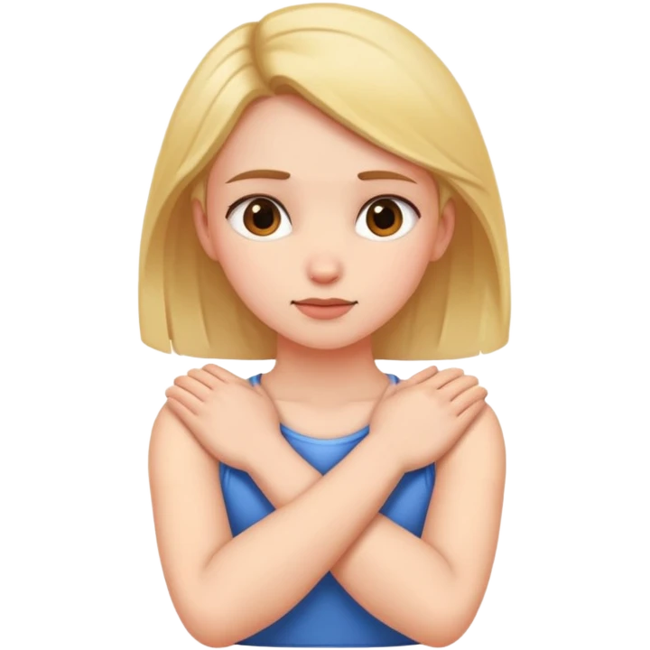 girls arms crossed over her chest grabbing her neck emoji