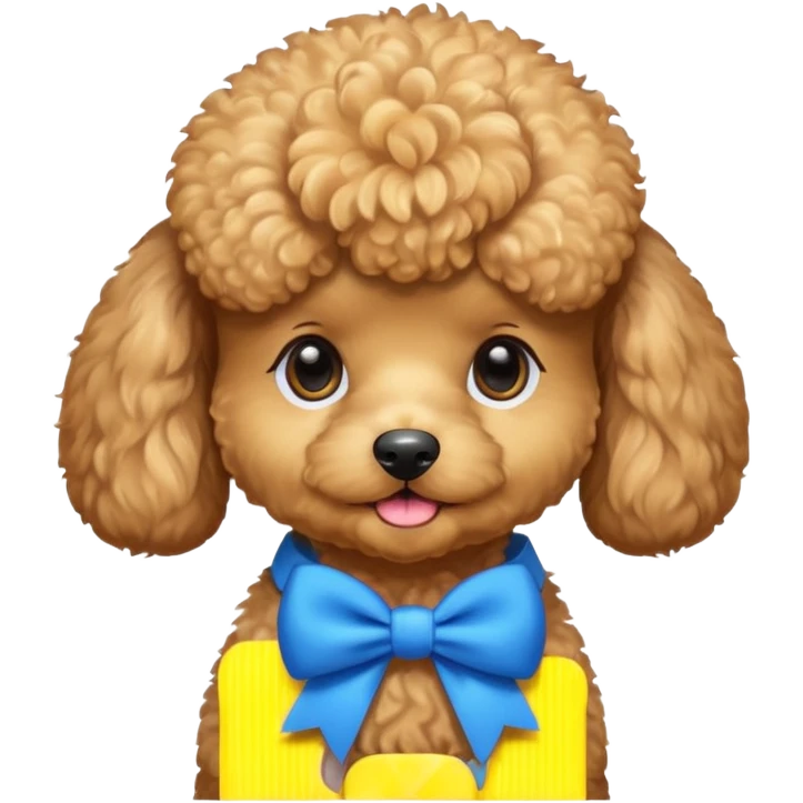 un barboncino maschio color miele piccolo con un fiocco celeste emoji