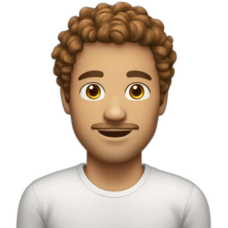 White man with short brown curly hair fade haircut emoji