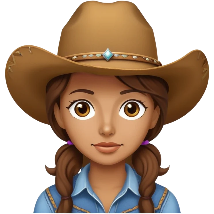 Cowgirl with brown hair emoji